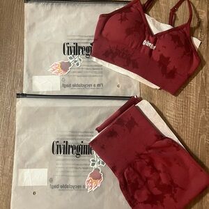 Civil Regime Women's Burgundy Sports Bra/leggings